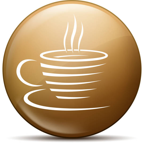 cup of coffee button drawing of vector cup of coffee button.This file was recorded with adobe illustrator cs4 transparent.EPS 10 format. black coffee swirl stock illustrations