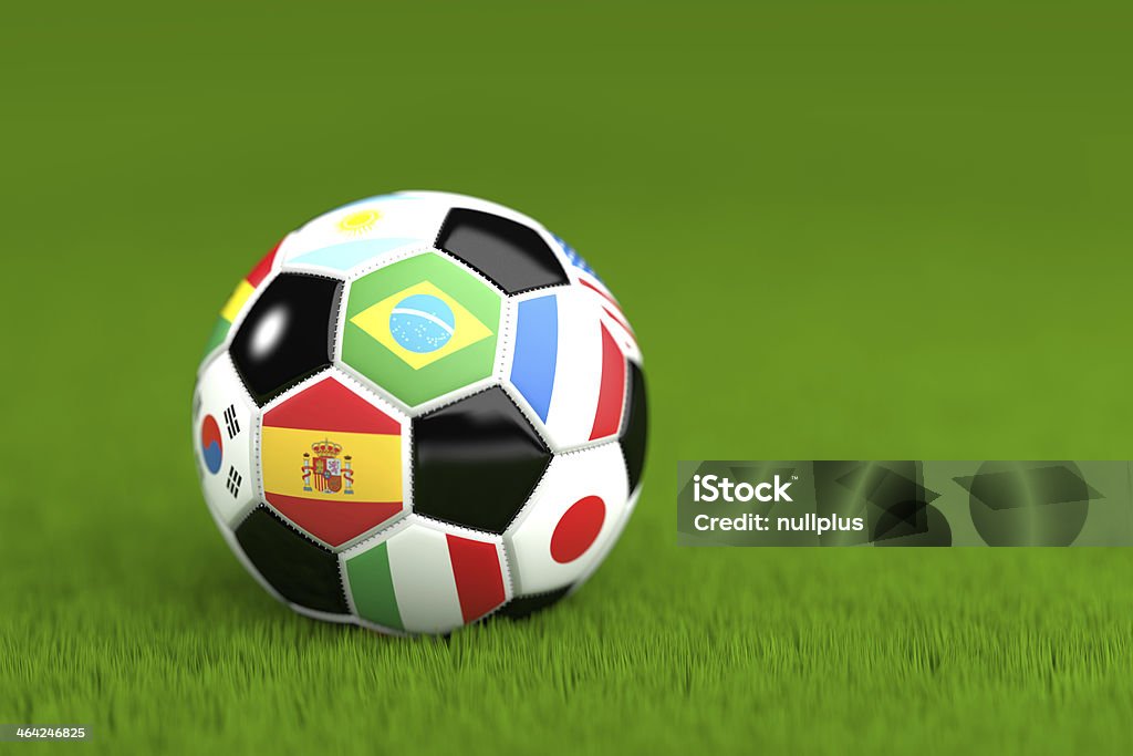 Pelota de fútbol con banderas - Foto de stock de 2014 libre de derechos