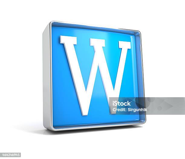 W Letter Icon Stock Photo - Download Image Now - Alphabet, Blue, Chrome