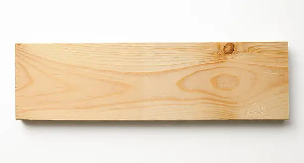 Photo of Isolated shot of wood plank on white background