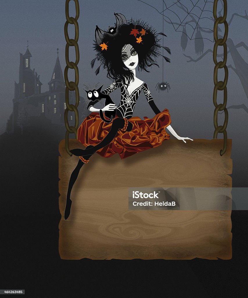 Illustration for Halloween Illustration for Halloween with witch Halloween Stock Photo