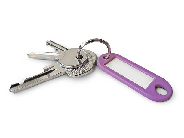 Bunch of keys with keychain, isolated on White