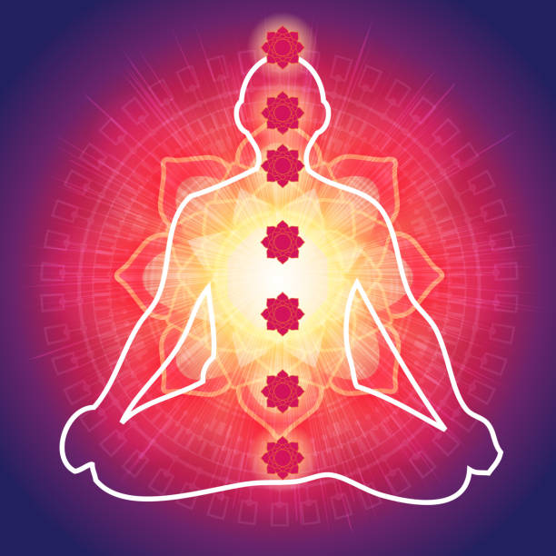istock Yoga Meditation with 7 Chakras - Illustration 464269257