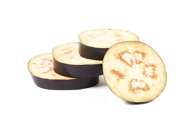 istock Close up of eggplant slices. 464272517