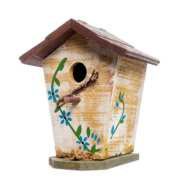 budka dla ptaków, na białym tle - birdhouse birds nest box isolated zdjęcia i obrazy z banku zdjęć
