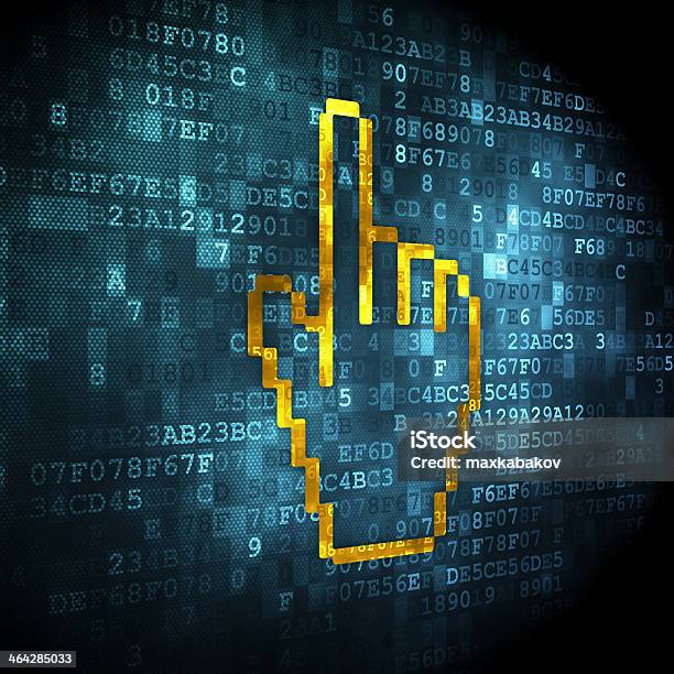 Social Network Concept Mouse Cursor On Digital Background Stock Photo - Download Image Now