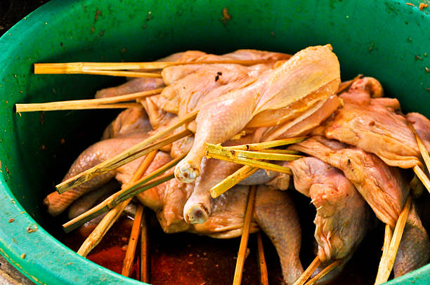 Fresh raw chickens  arrangement in big bowl,Thailand