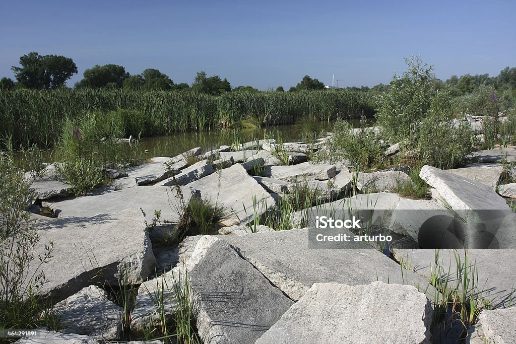 O betão na natureza com Lago atrás - Royalty-free Aeródromo Foto de stock