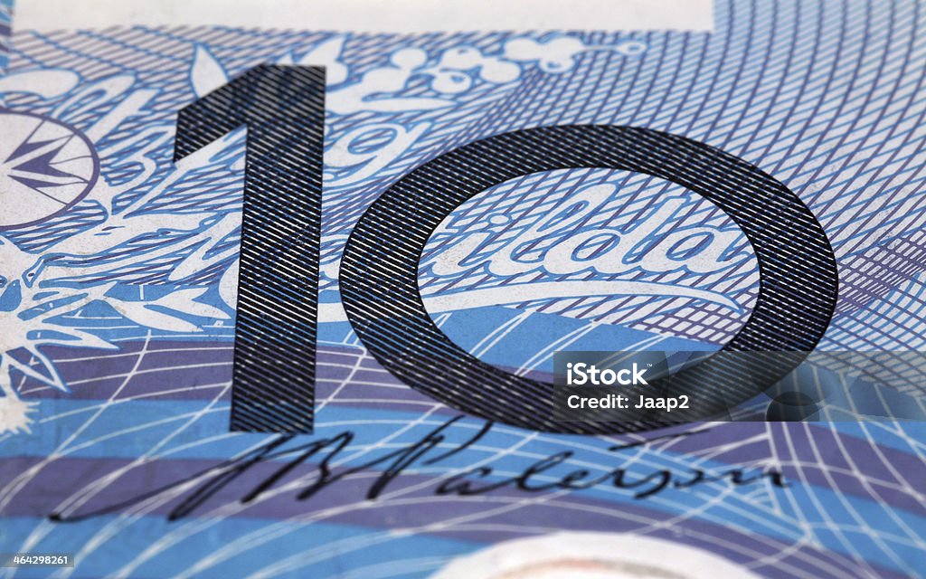 Detalhe de Macro de dez notas de Dólar Australiano sobre utilizado - Royalty-free Austrália Foto de stock