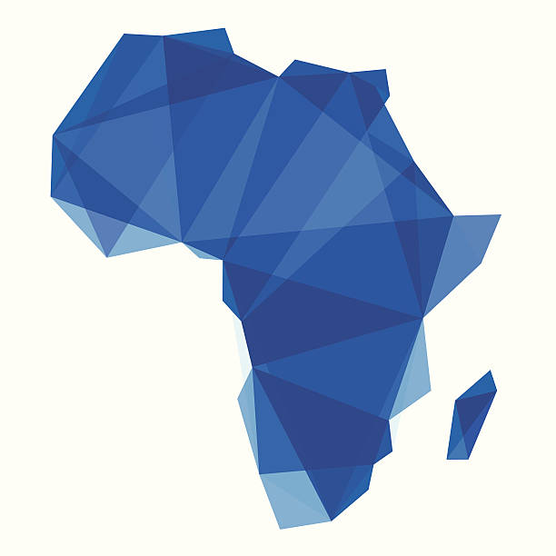 ブルーのアフリカマップを折り紙風 - silhouette ethiopia map cartography点のイラスト素材／クリップアート素材／マンガ素材／アイコン素材