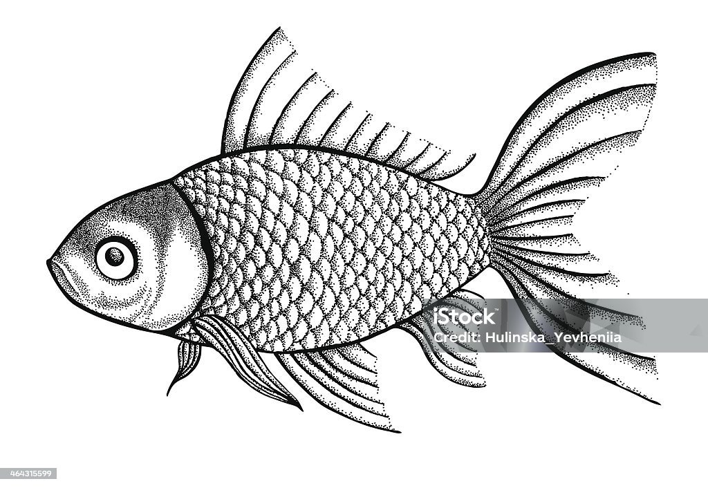 Fish Figure Line Figure Fish Painted In A Graphic Style Points And Lines Stock ...