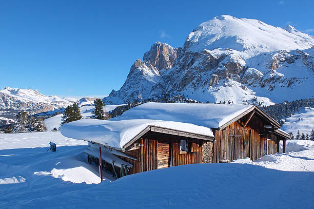 istock Typical wooden challet in the Dolomites 464318093