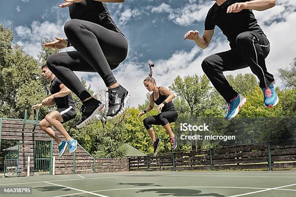 Power Jump Exercise Stock Photo - Download Image Now - Outdoors, Exercising, Jumping