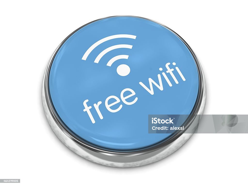 wifi de cortesía, botón - Foto de stock de Azul libre de derechos