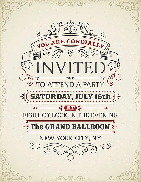 Vector illustration of Vintage Invitation