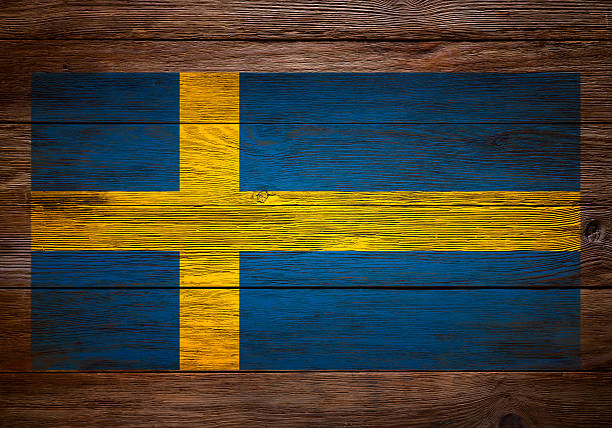 istock Swedish Flag Stencilled on Wood 464319449