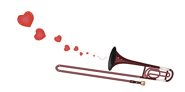 illustrazioni stock, clip art, cartoni animati e icone di tendenza di sinfonica trombone mandare un grazioso cuore - symphonic