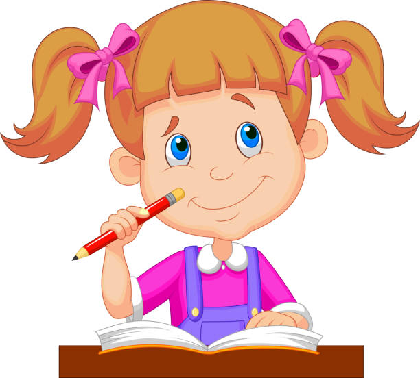 ilustrações de stock, clip art, desenhos animados e ícones de rapariga mulher estudar - thinking little girls teenage girls women