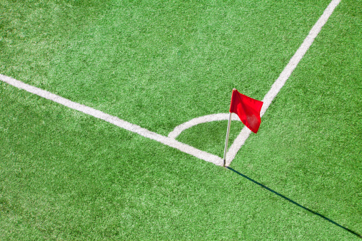 Football or soccer field. Corner flag
