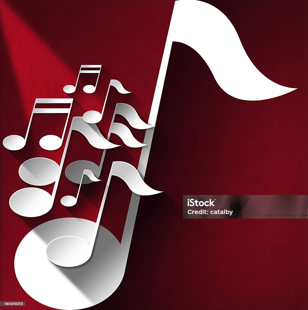 Music Note Background - Red Velvet White and gray musical notes on red velvet background with shadows Art Stock Photo