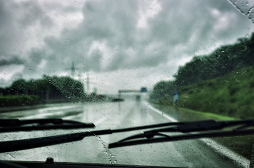 Driving car in the rain