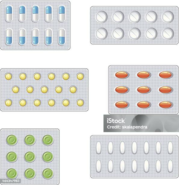 Ensemble De Cachets Vecteurs libres de droits et plus d'images vectorielles de Acide acétylsalicylique - Acide acétylsalicylique, Ampoule, Antibiotique