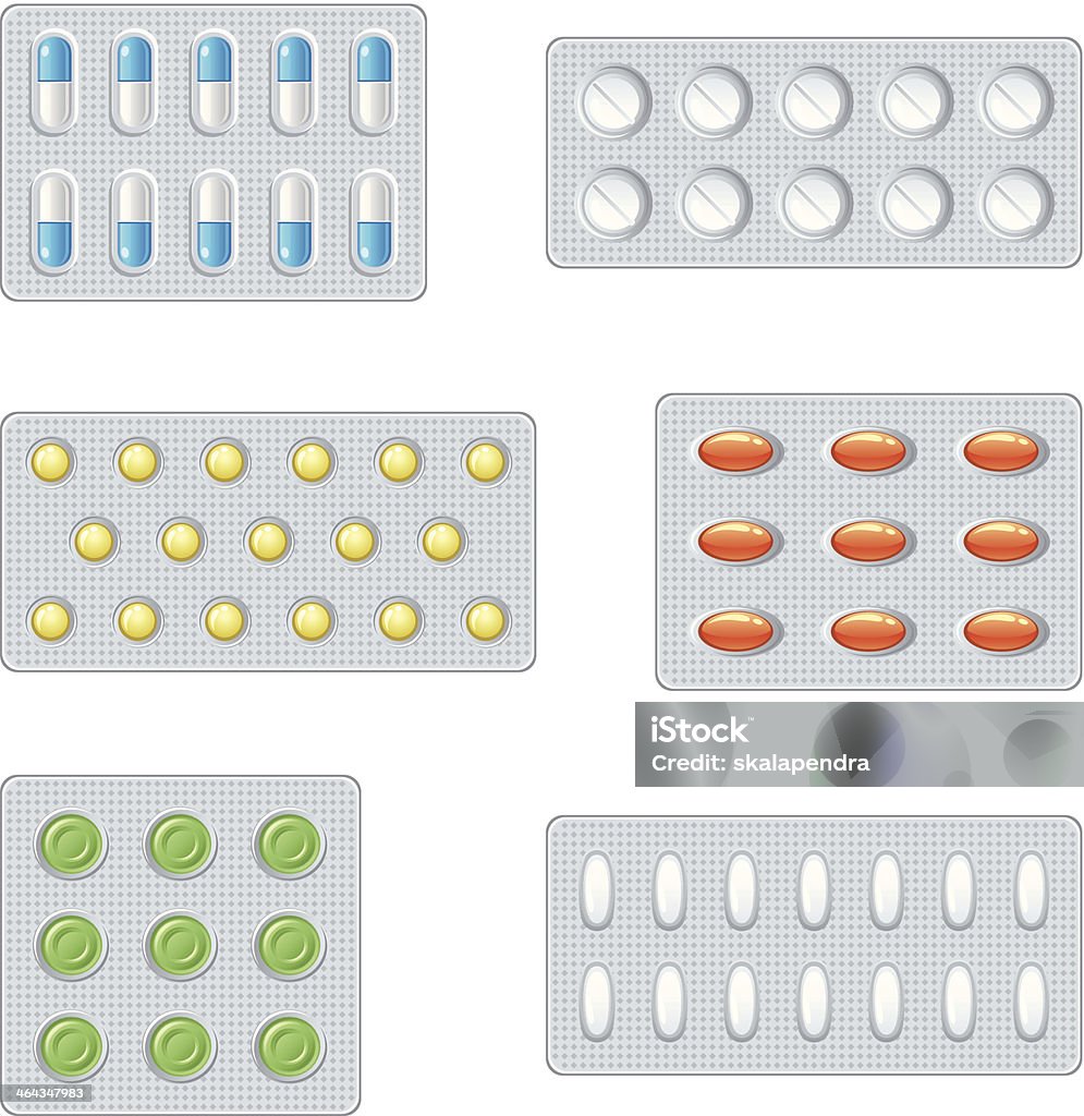 Set of pills Set of pills on a white background Acetylsalicylic Acid stock vector
