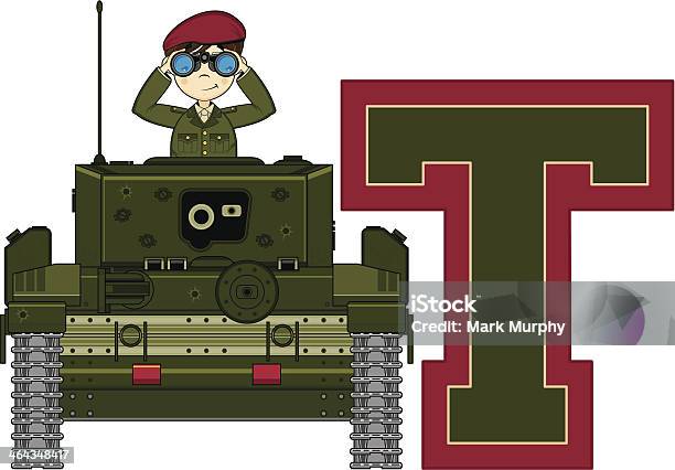 Süße Soldaten Tanklearningbuchstabe T Stock Vektor Art und mehr Bilder von Alphabet - Alphabet, Baskenmütze, Bildung