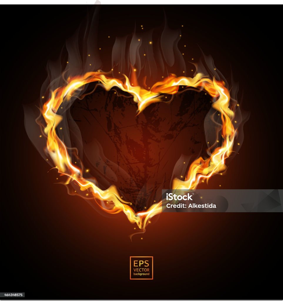 Trái Tim Bốc Lửa Trên Nền Đen Hình minh họa Sẵn có - Tải xuống ...