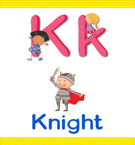 illustrations, cliparts, dessins animés et icônes de alphabet de la feuille de travail savoir - learning letter k small teacher