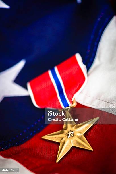 Medaglia Di Bronzo Militare Con Bandiera Americana Stelle - Fotografie stock e altre immagini di A forma di stella