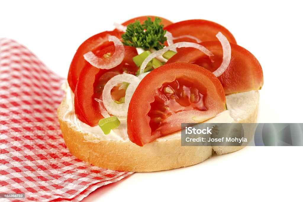 sandwich mit Tomaten und Zwiebeln - Lizenzfrei Baguette Stock-Foto