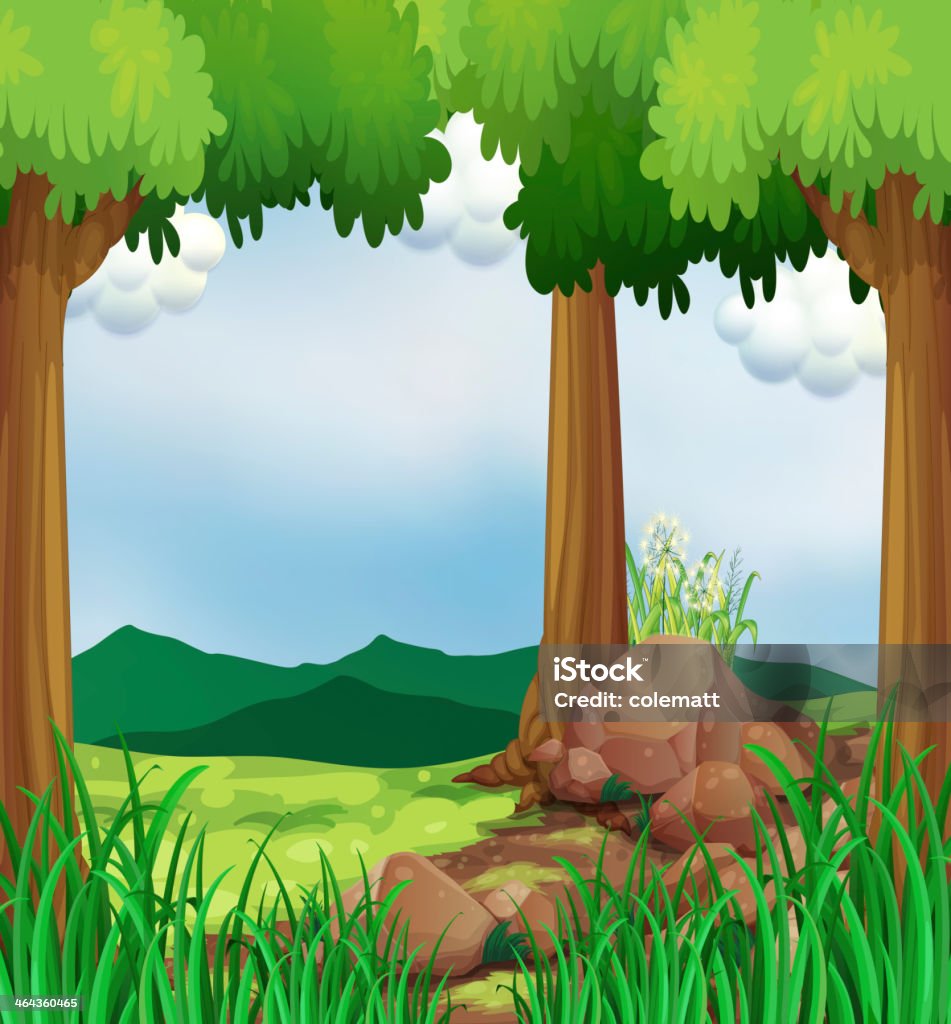 green forest with rocks Blue stock vector