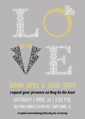 Lacy Style Wedding / Engagement Invitation features the word 