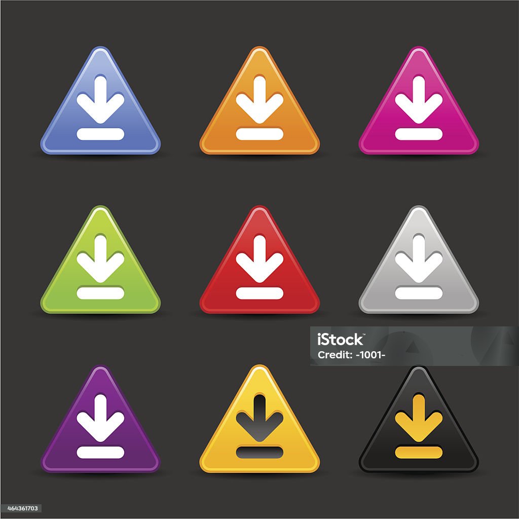 Pfeil download-Symbol Weiß-Dreieck-Knopfleiste - Lizenzfrei Abzeichen Vektorgrafik