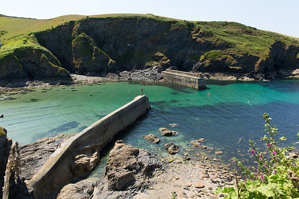 istock Beautiful blue turqoise sea and harbour wall 464362685
