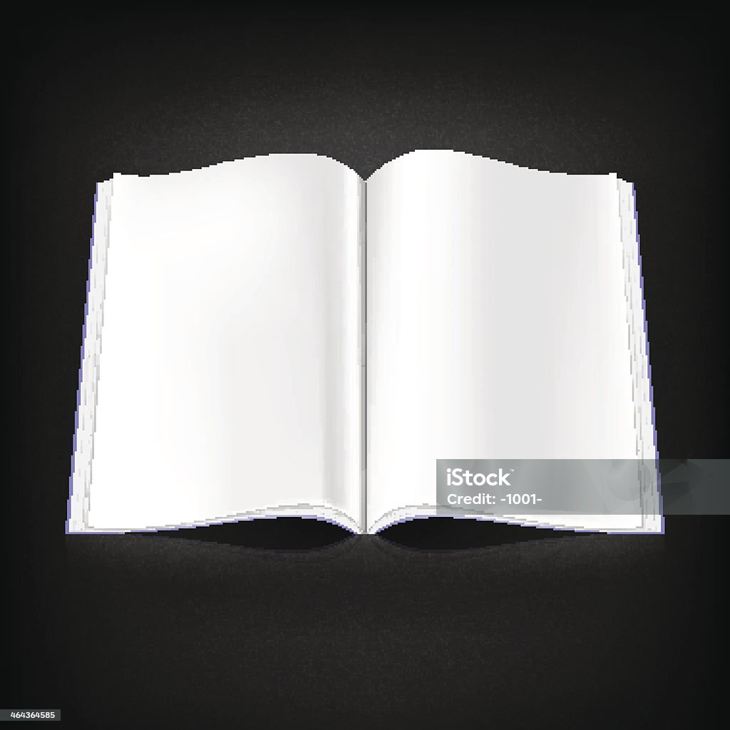 Évasé ouvert vide magazine page fond noir - clipart vectoriel de Blanc libre de droits