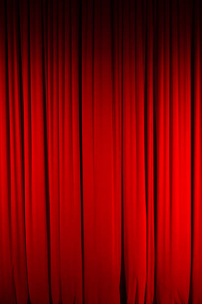 istock Color Image of Closed, Red Stage Curtain 464368495