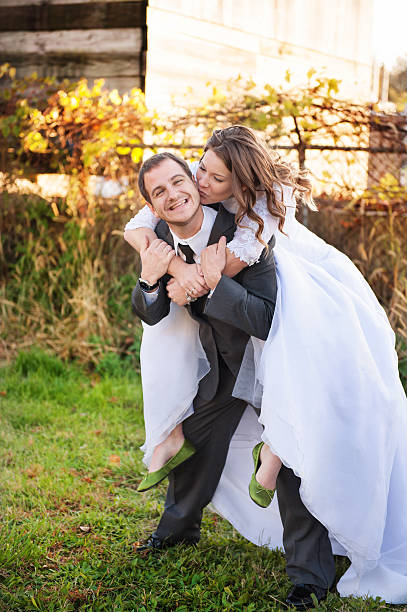 istock Happy Husband and Wife on Wedding Day 464370115