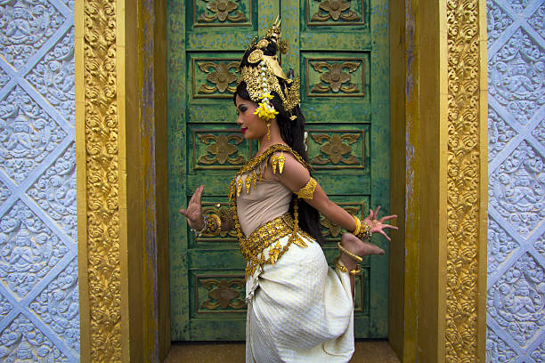 Apsara Vance performed in traditional attire Apsara Dancer beautiful supernatural female in asian mythology cambodian culture stock pictures, royalty-free photos & images