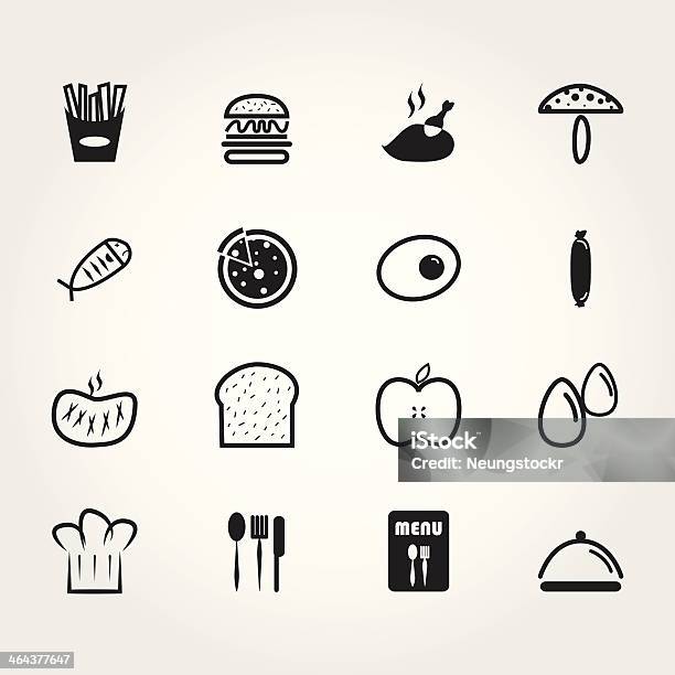 Ícones De Comida - Arte vetorial de stock e mais imagens de Almoço - Almoço, Bebida, Bolo - Sobremesa