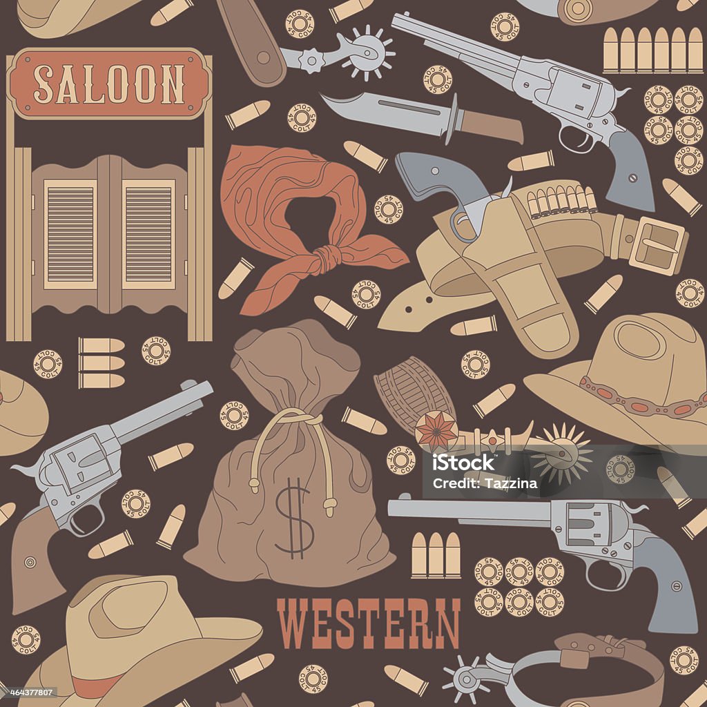 Seamless Western Pattern Western Seamless Pattern Stock Illustration - Download Image Now - Gun ...