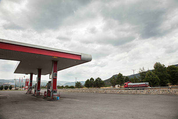 istock Gas station at cloudy weather 464378641