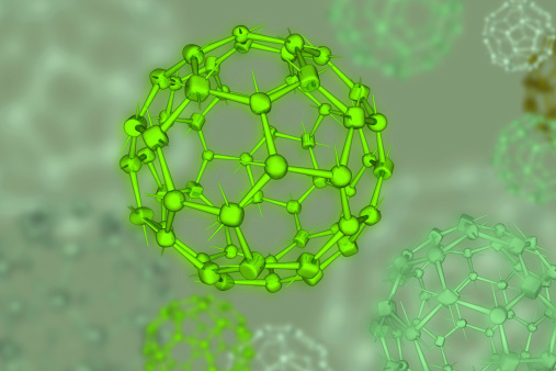 molecular model of fullerene (c60).