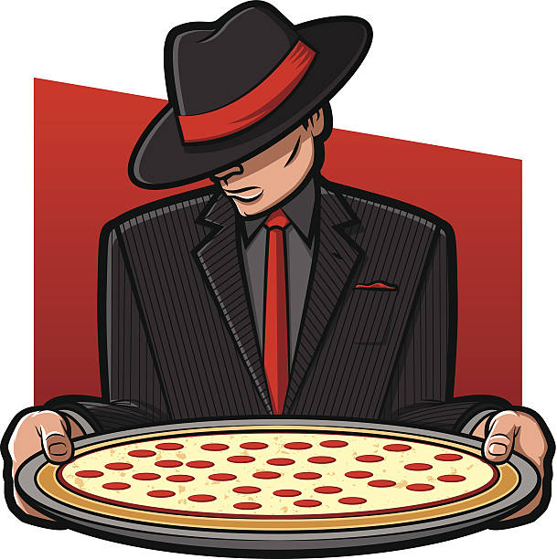 Mobster Holding Pizza - illustrazione arte vettoriale