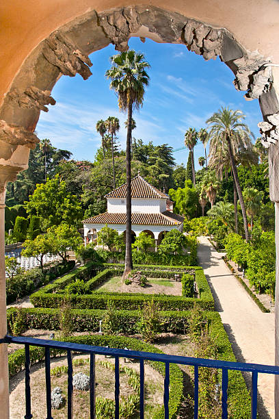 Real Alcazar Gardens in Seville, Spain. Real Alcazar  "Reales Alcazares" gardens in Seville, Andalusia, Spain alcazares reales of sevilla stock pictures, royalty-free photos & images