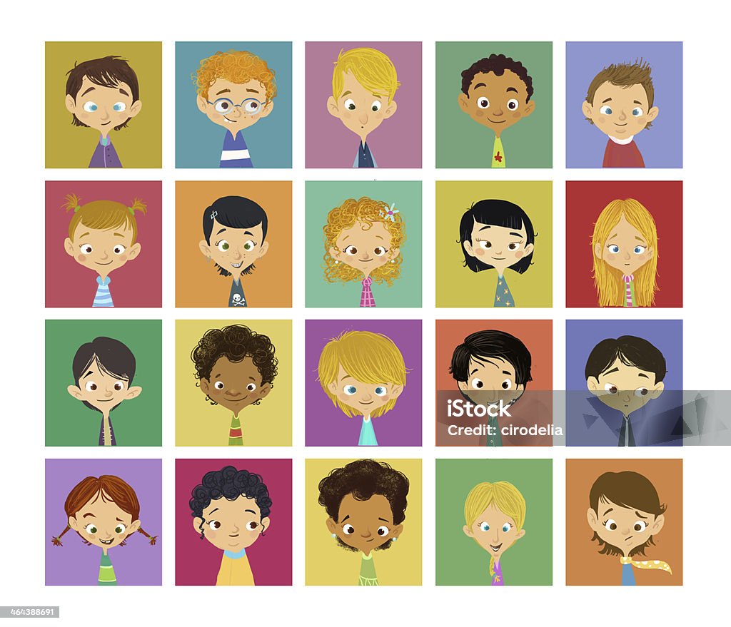 baby faces This image is many faces of children of all races, this illustration is fully made ​​computer and I am the author of the work. African Ethnicity stock illustration