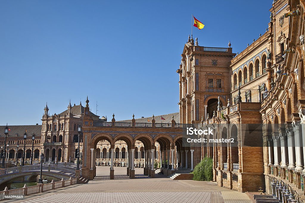 Plaza de Espana, em Sevilha, na Espanha. - Foto de stock de Cultura Espanhola royalty-free