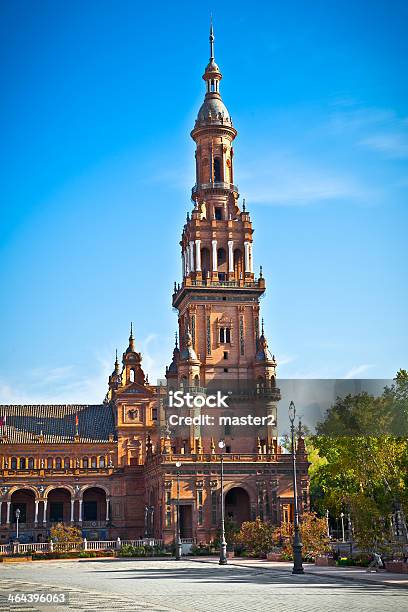 Torre De De De Praça Da Espanha Sevilha Espanha - Fotografias de stock e mais imagens de Amarelo - Amarelo, Andaluzia, Arquitetura