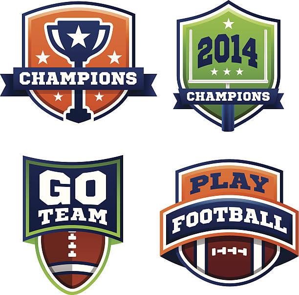 Football Badges Football championship badges. EPS 10 file. Transparency effects used on highlight elements. football2014 stock illustrations